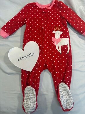 Carter's - Red Reindeer Kids One Piece Fleece Sleeper/Footie